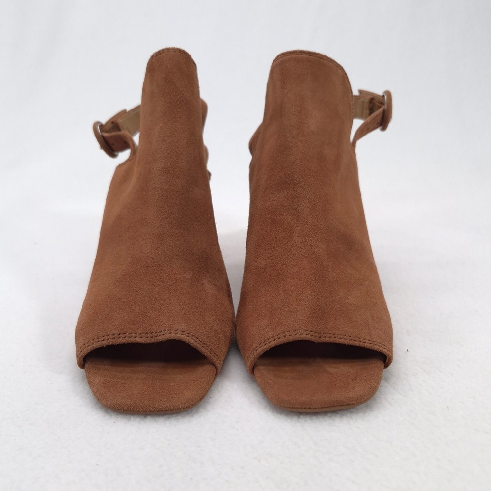 Banana Republic Brown Suede Block Heel Slingback Sandals Open Toe Womens 7.5 - Picture 2 of 10